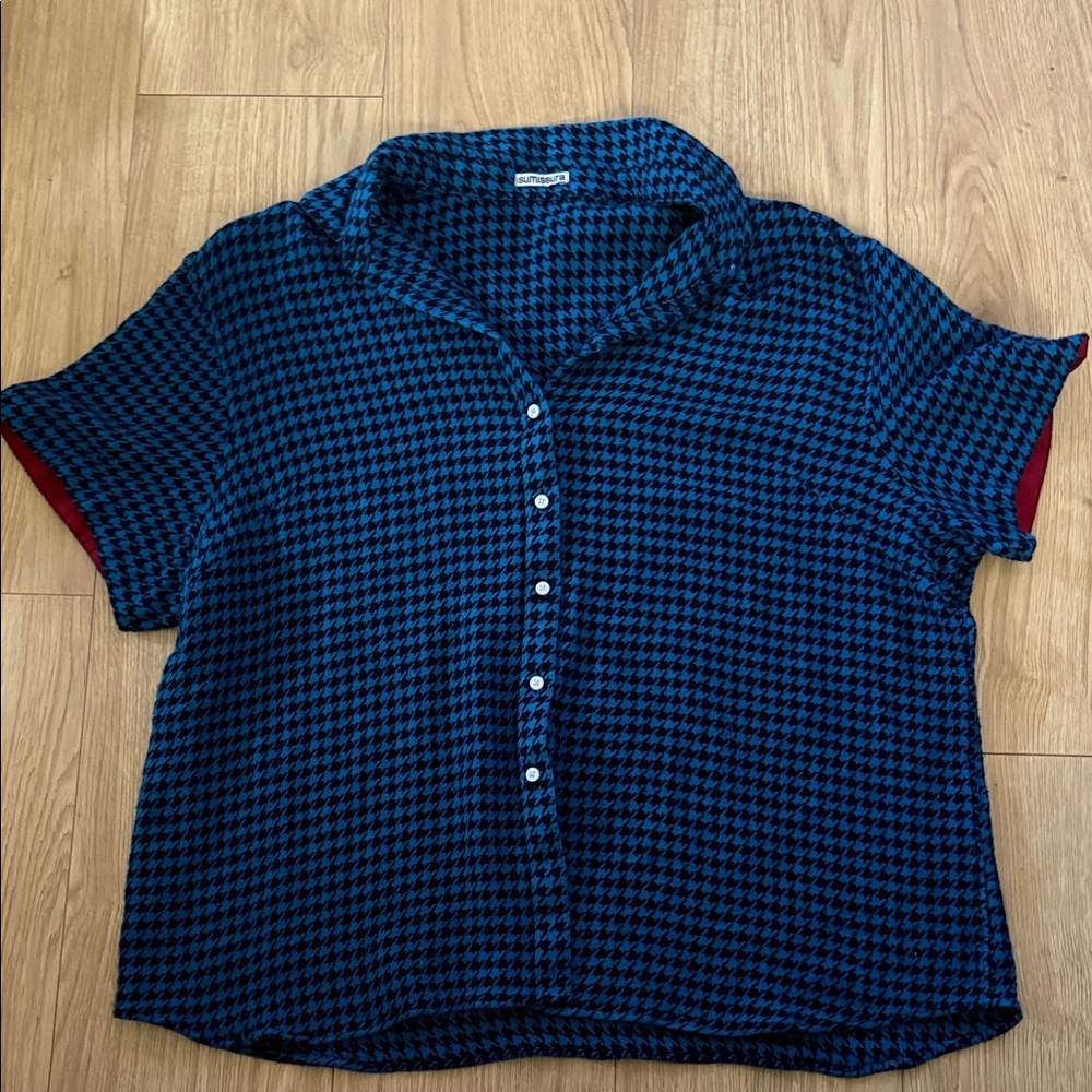 Sumissura Houndstooth Buttoned Blouse